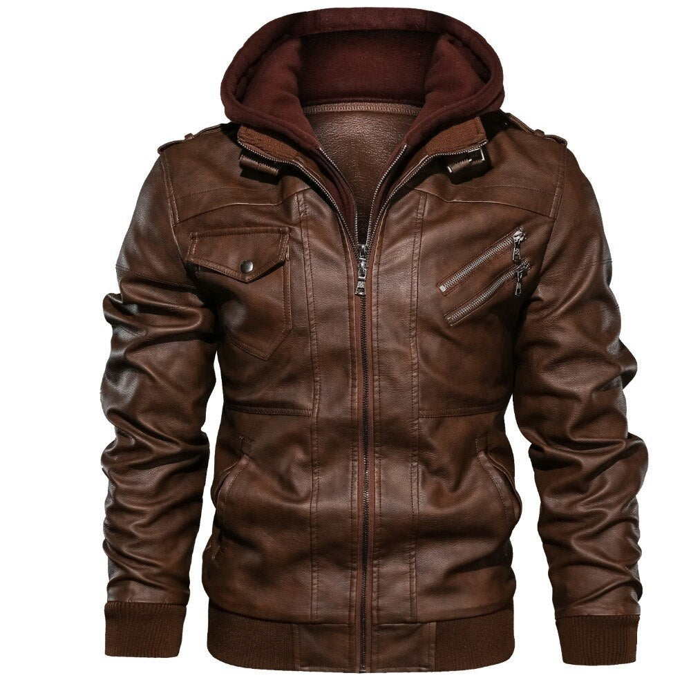 Leather Jacket With Hoodie