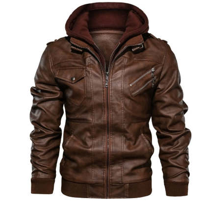 Leather Jacket With Hoodie