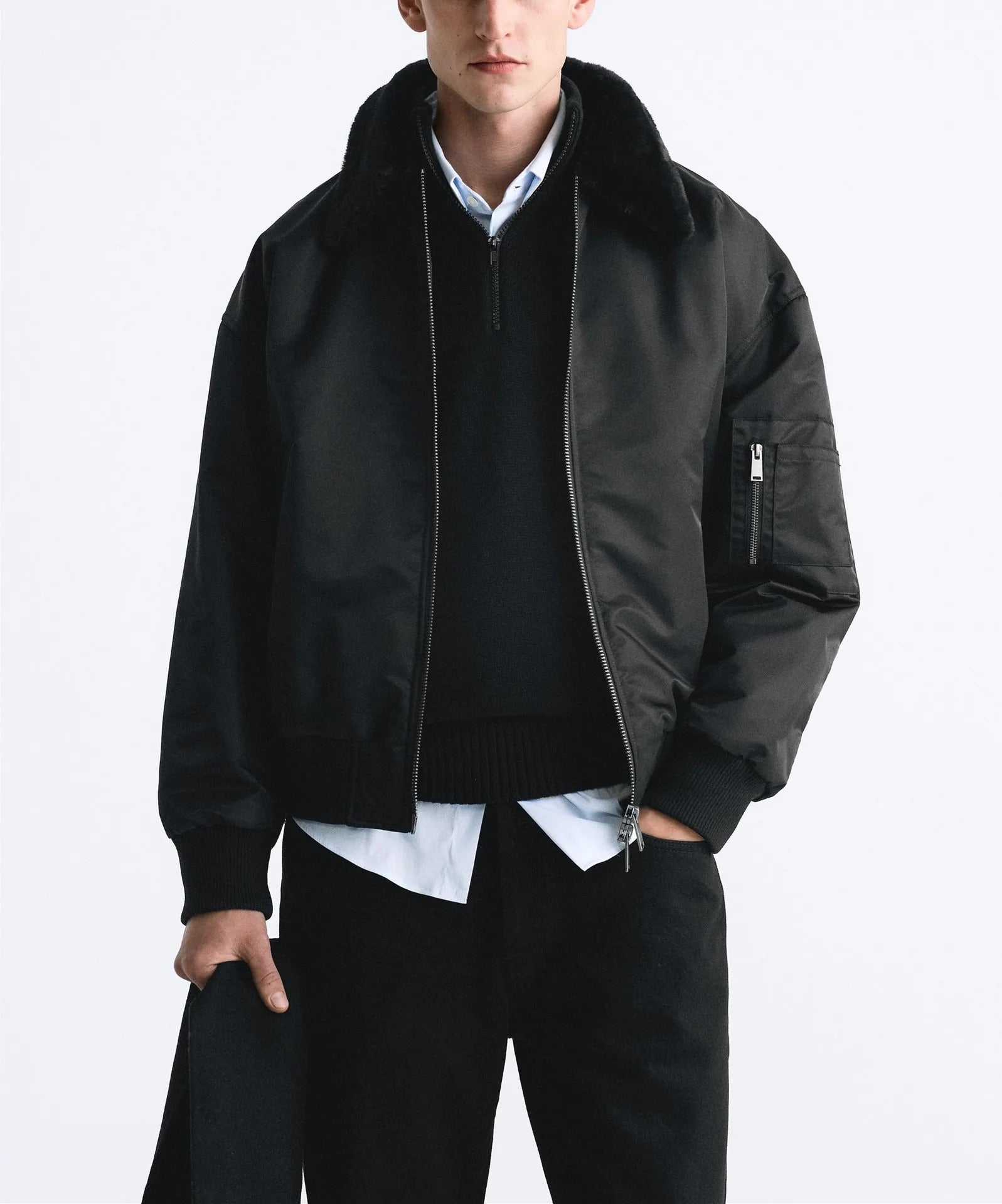 Men's Sherpa Collar Bomber Jacket