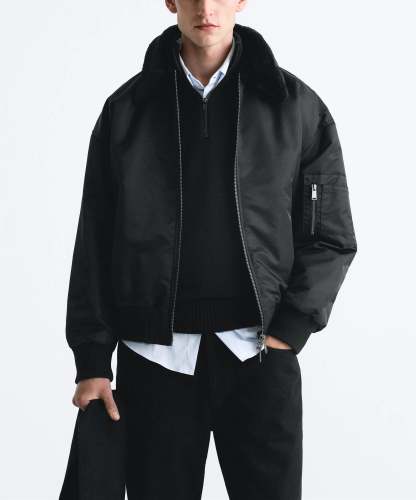 Men's Sherpa Collar Bomber Jacket