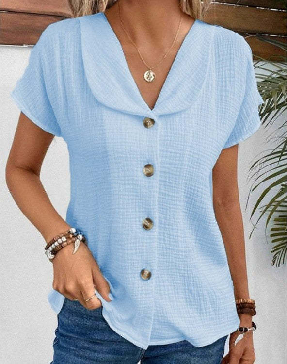 Casual V-Neck Breathable Blouse