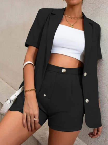 Short Sleeve Blazer And Shorts