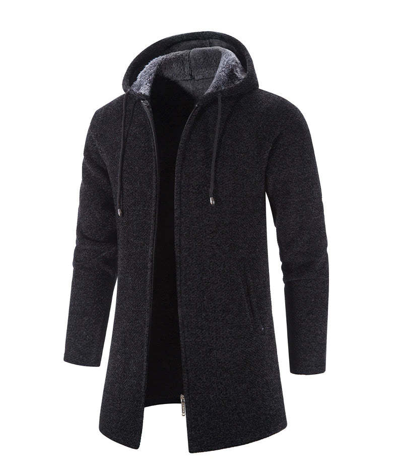  Men's Long Hooded Cardigan