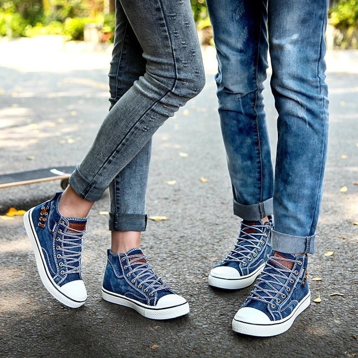 Women's High Top Canvas platform Sneaker Denim Shoes