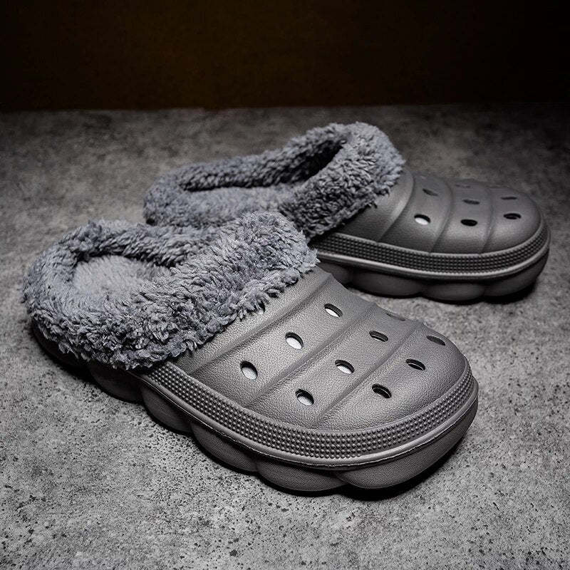 Fluffy Plush Slippers Plus Size EVA Men Clogs
