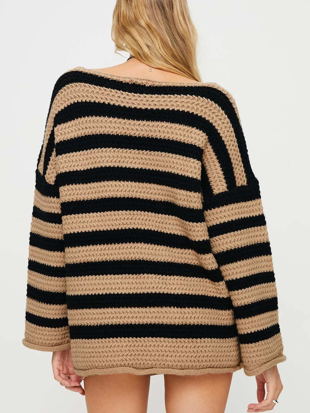 Striped Knit Pullover Sweater