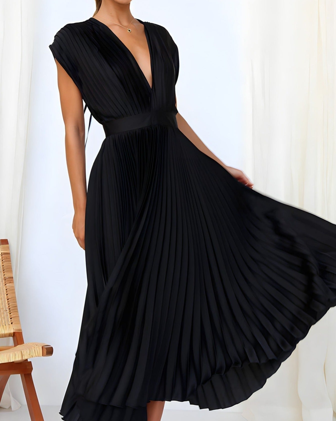 Flowy V-Neck Midi Dress