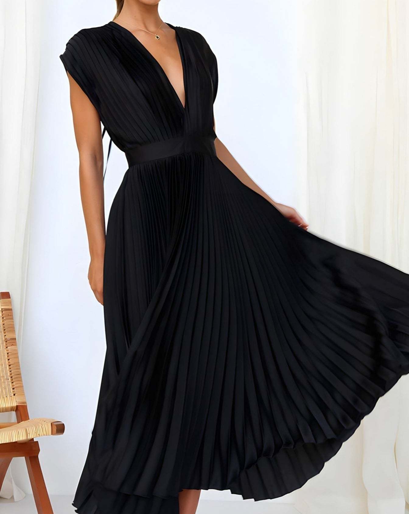 Flowy V-Neck Midi Dress