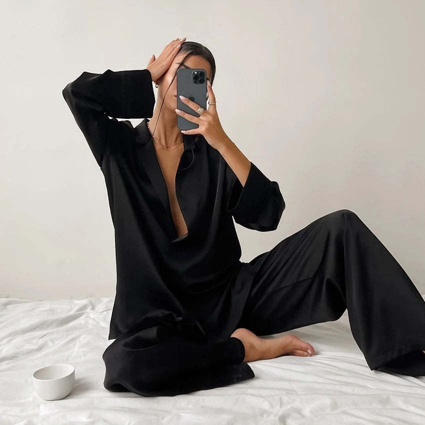 Silky Elegance OverSized Pajama Set