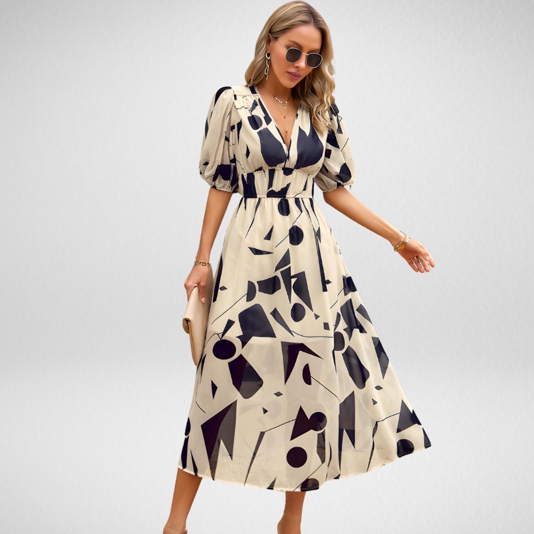 Charming Geometric Midi Dress