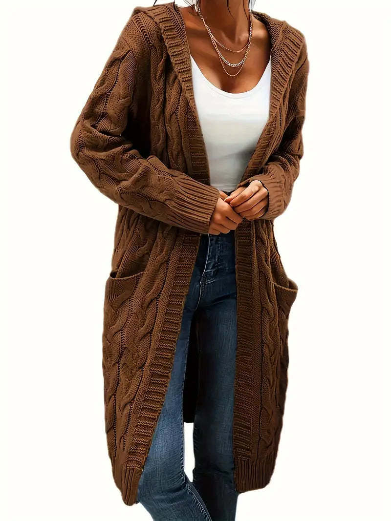Cable Knit Hooded Cardigan