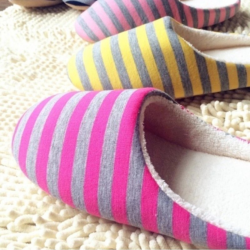 Women Warm Indoor Slippers Fur Striped Winter Slides