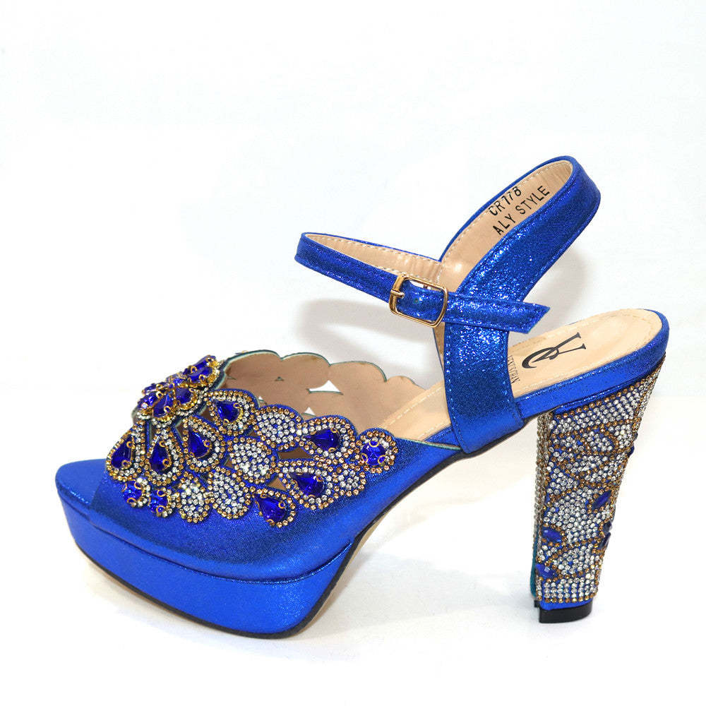 Fish Mouth High Heels Shiny Rhinestone Fashion Sandals