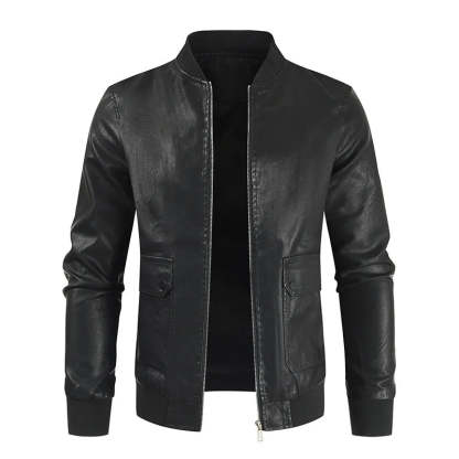Vegan Leather Bomber Jacket