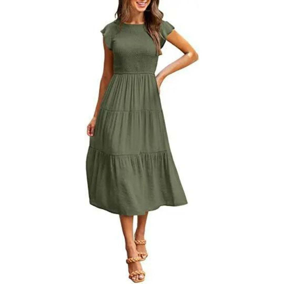 Elegant Flounce Midi Dress