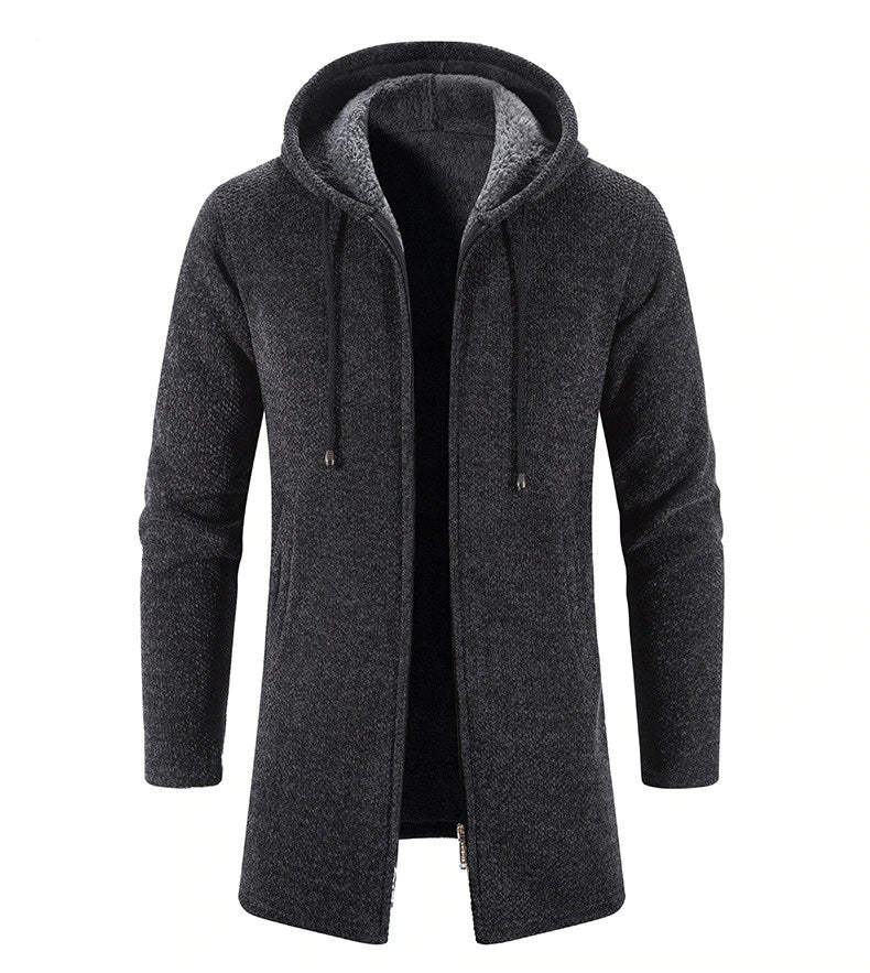  Men's Long Hooded Cardigan