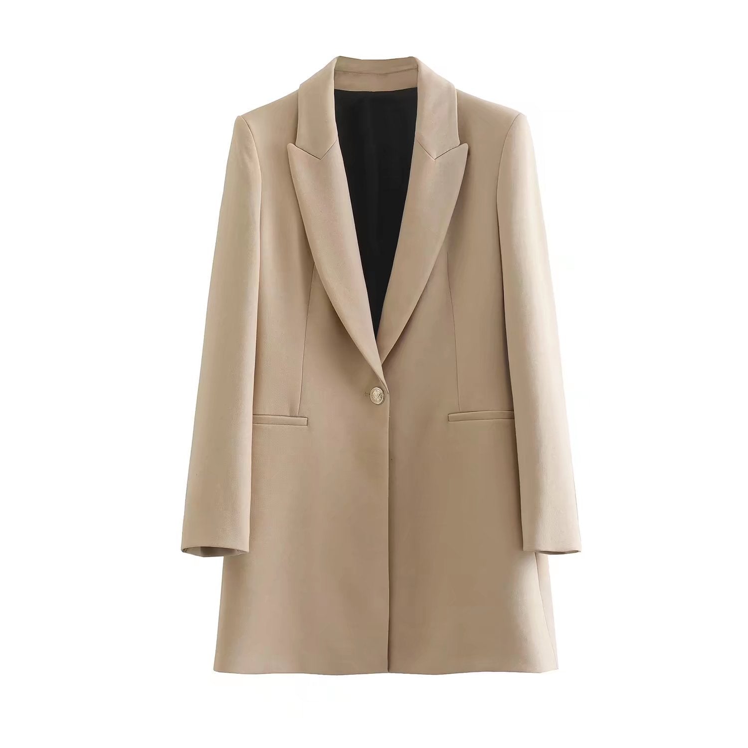 Long Ladies Blazer With Gold Button