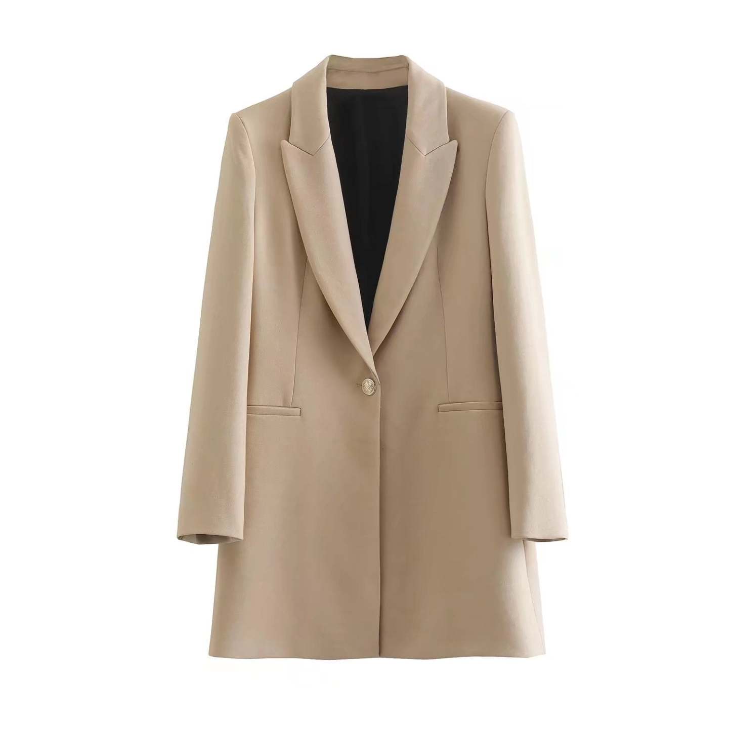Long Ladies Blazer With Gold Button