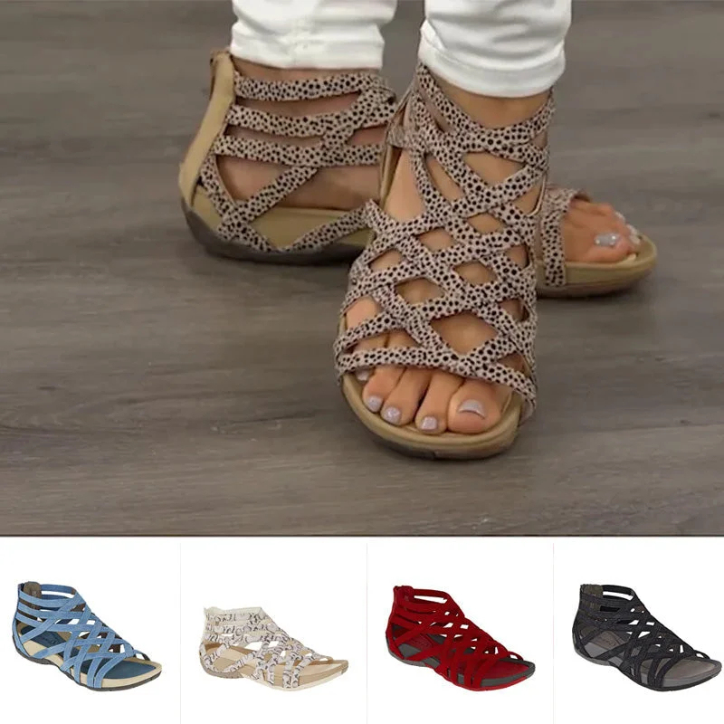 Round Toe Hollow Roman Gladiator Beach Wedge Sandals