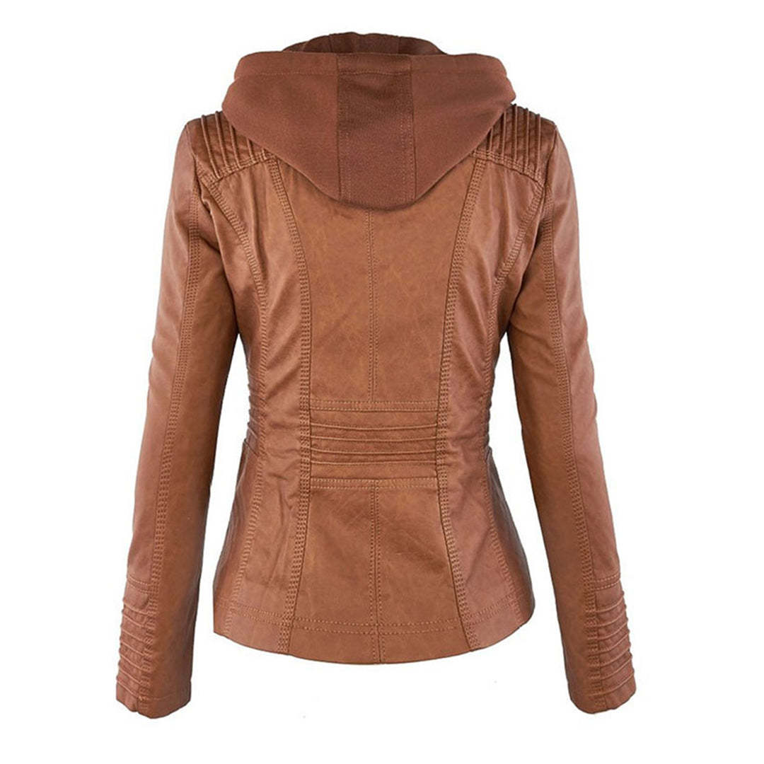 Vegan Leather Jacket With Detachable Hood