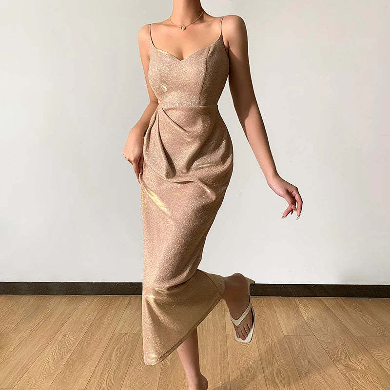 Elegant V-Neck Sequin Dress