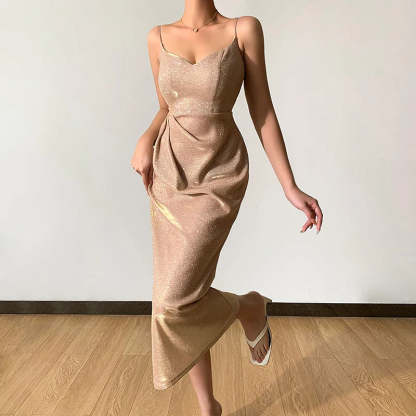 Elegant V-Neck Sequin Dress