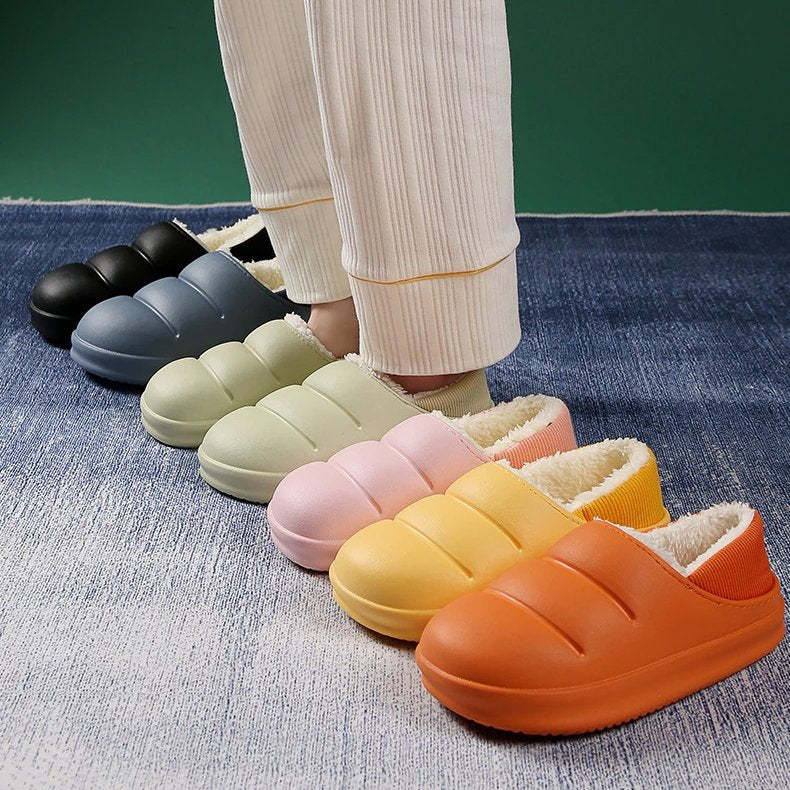 Winter Women Fur Slippers Waterproof Warm Plush Indoor Home
