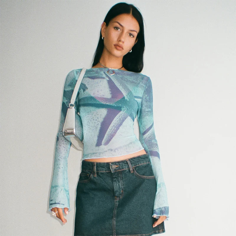 Abstract Print Crop Top
