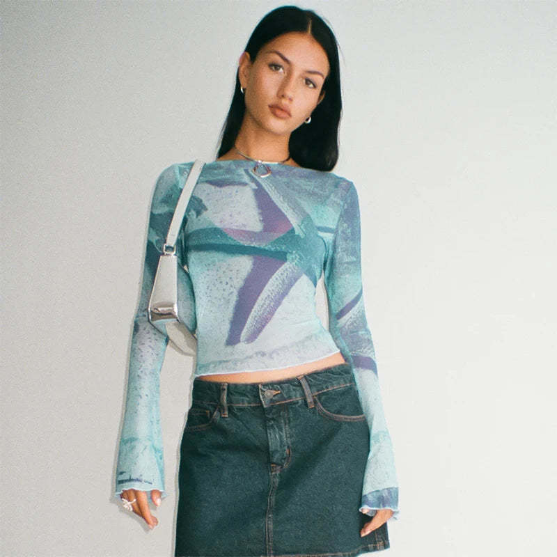 Abstract Print Crop Top
