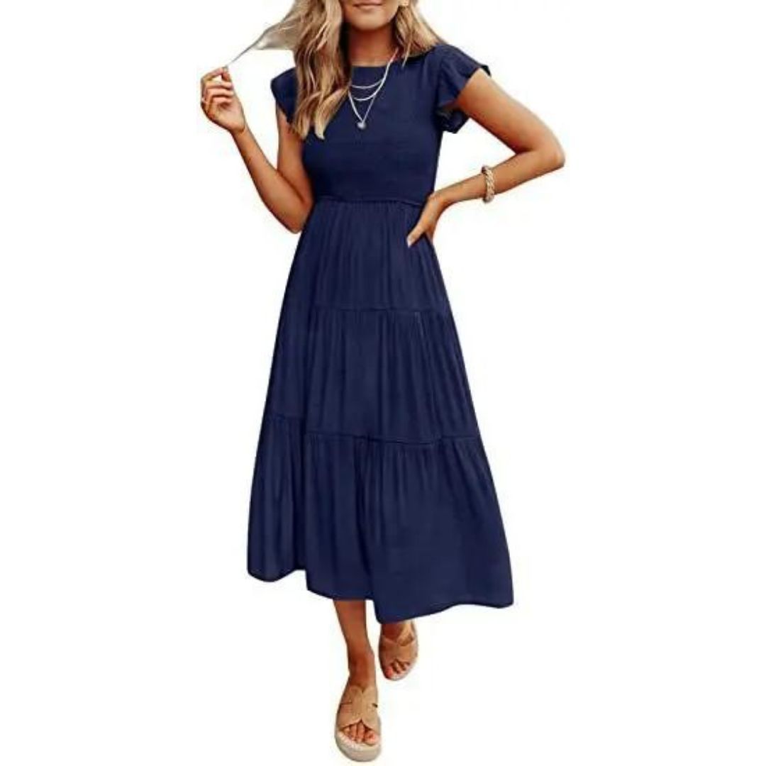 Elegant Flounce Midi Dress