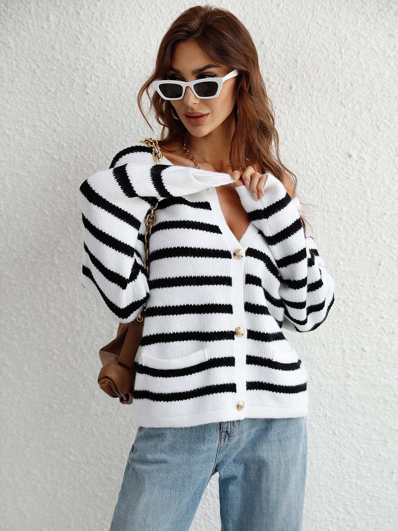 Striped Button-Up Cardigan