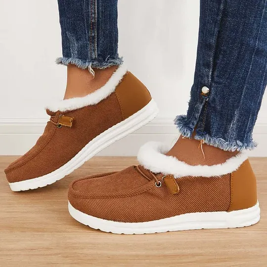 Women's Flat Slip-On Bootie Warm Lining Ankle Snow Boots