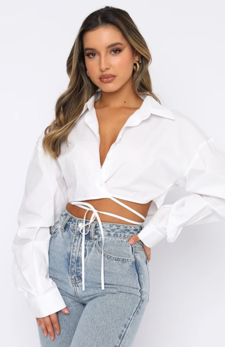 Tie-Front Cropped Shirt