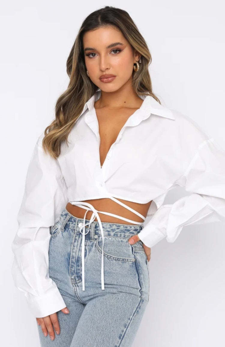 Tie-Front Cropped Shirt