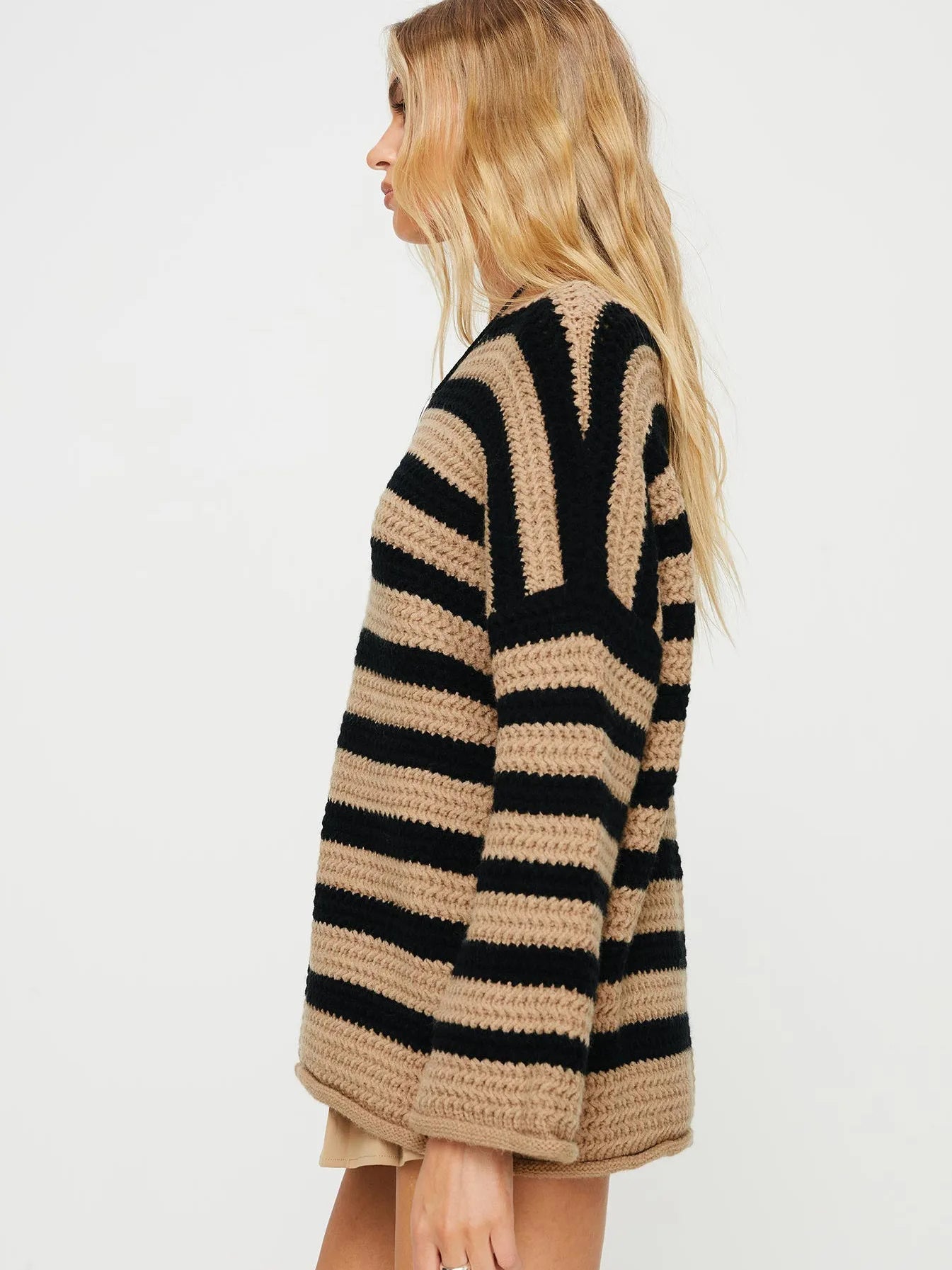 Striped Knit Pullover Sweater