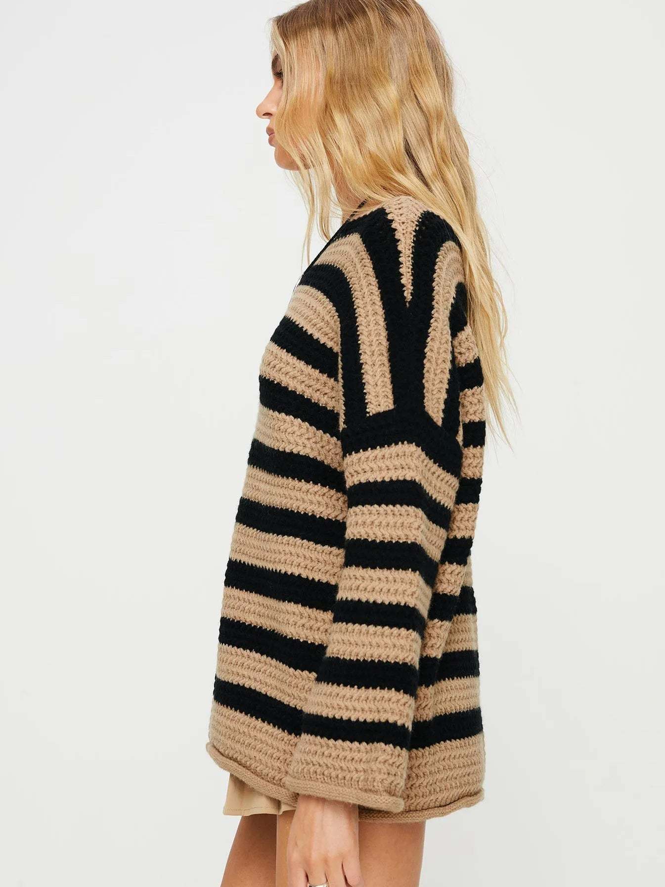 Striped Knit Pullover Sweater