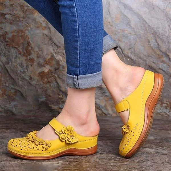 Comfy Floral Slip-On Wedge Sandal