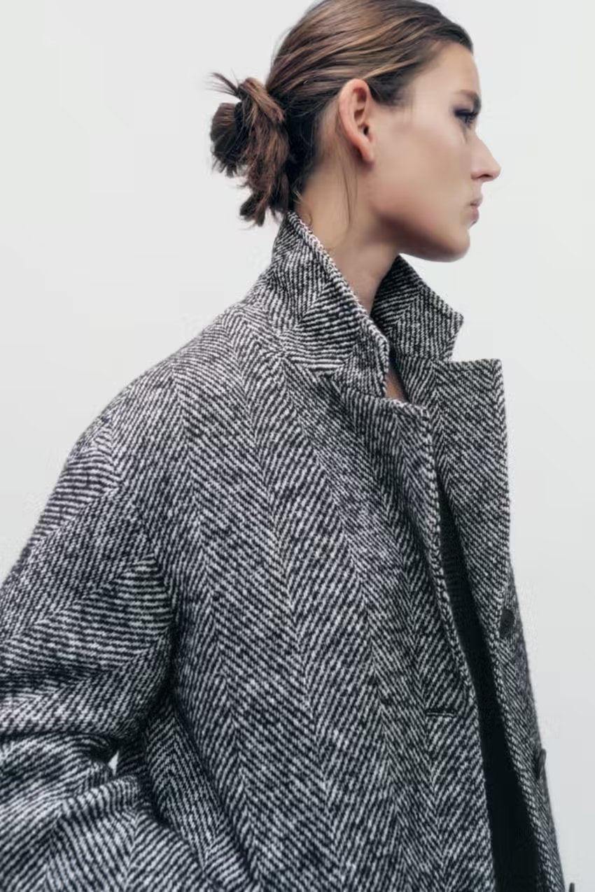 Women's Herringne Pattern Overcoat