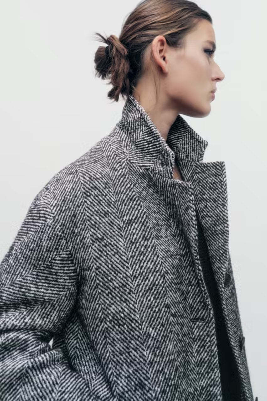 Women's Herringne Pattern Overcoat
