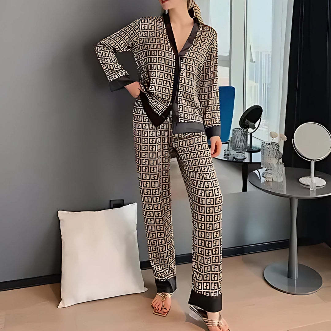 Silky 2-Piece Golden Dawn Pattern Pajama