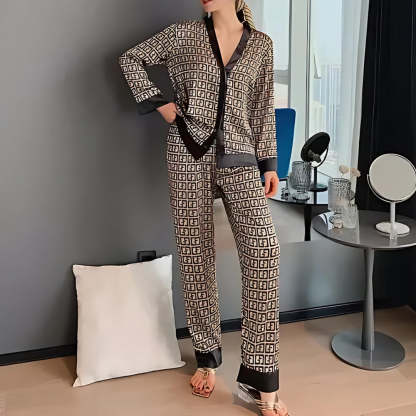 Silky 2-Piece Golden Dawn Pattern Pajama
