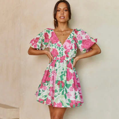 Floral V-Neck Wrap Dress