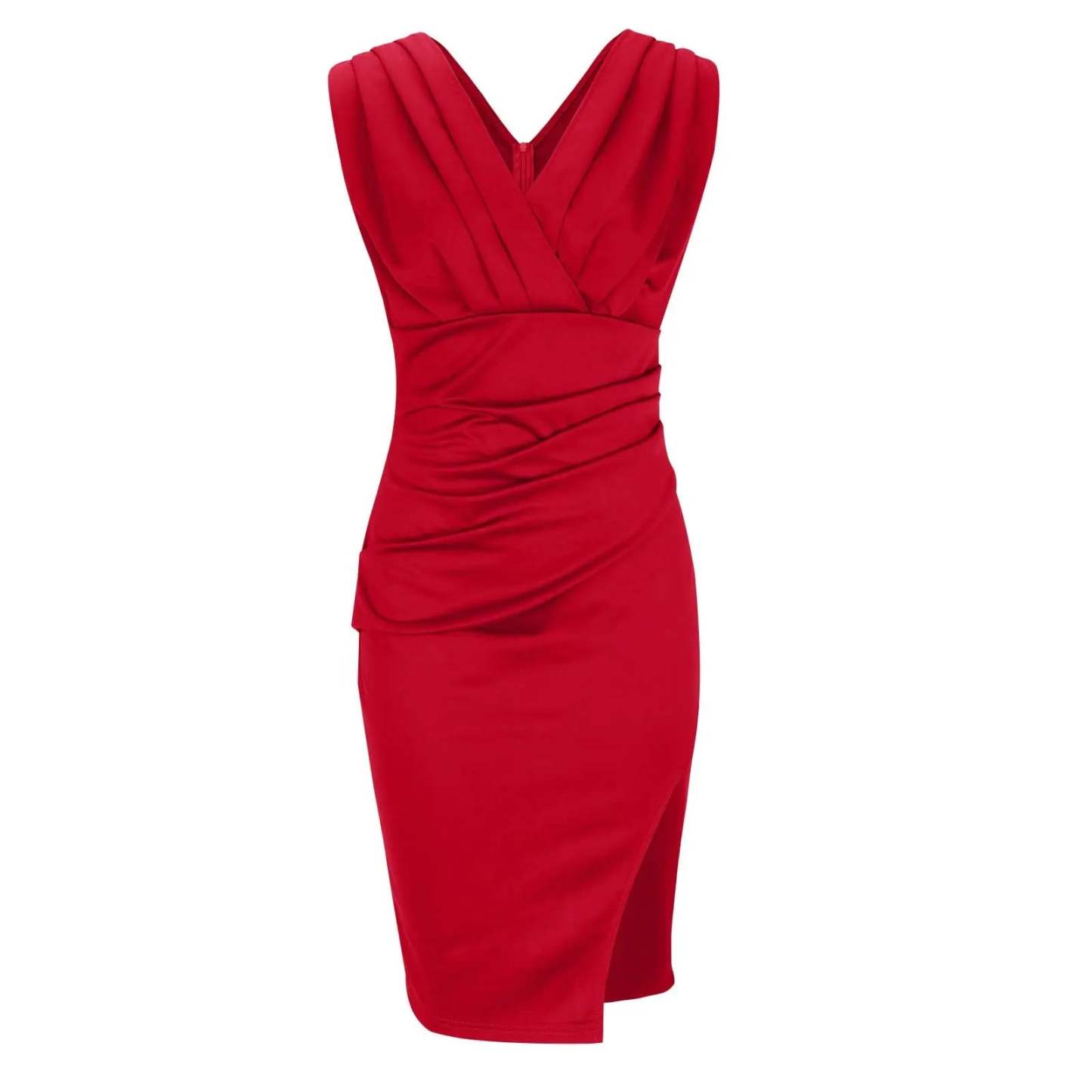 V-Neck Slit Midi Dress