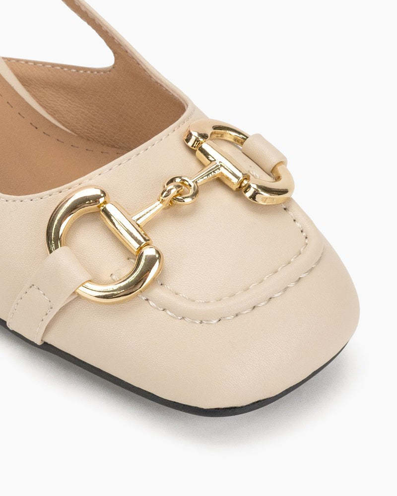Classic Metal Buckle Slingback Low-Heel Chunky Heels Sandals