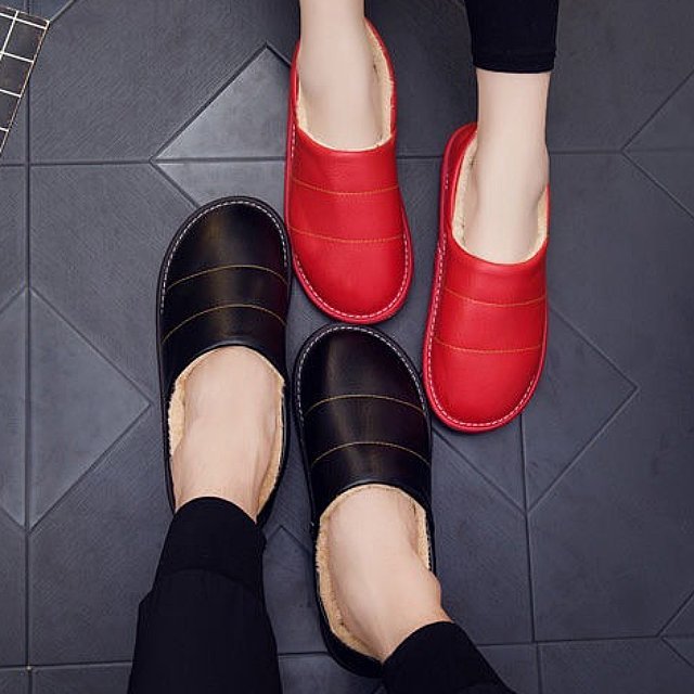 Women Interior Fur Slippers Waterproof Winter Shoes