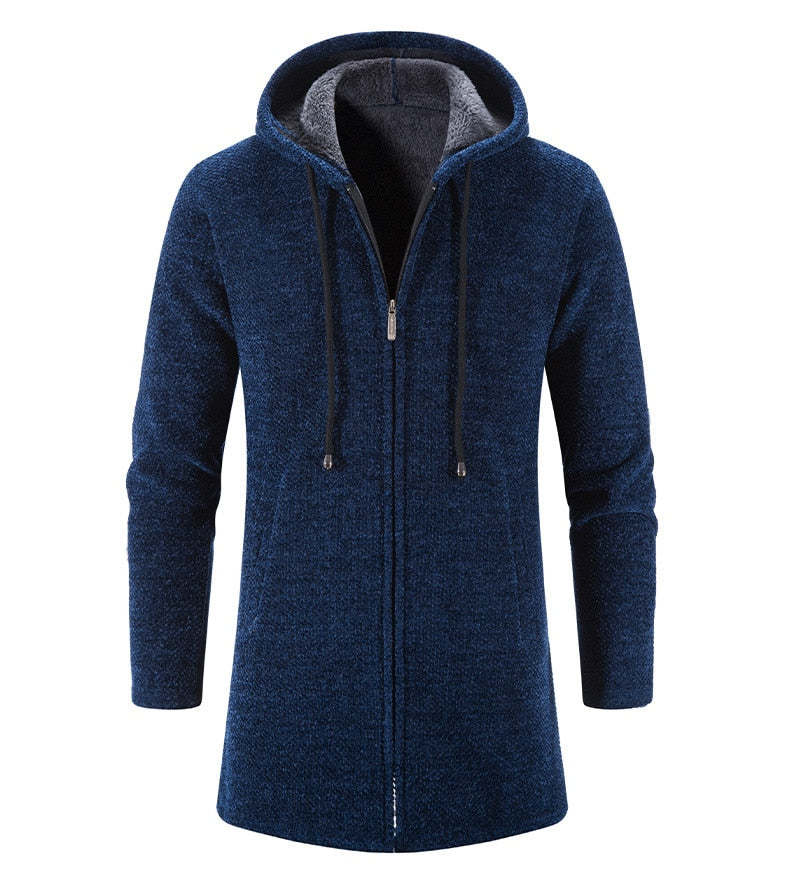  Men's Long Hooded Cardigan