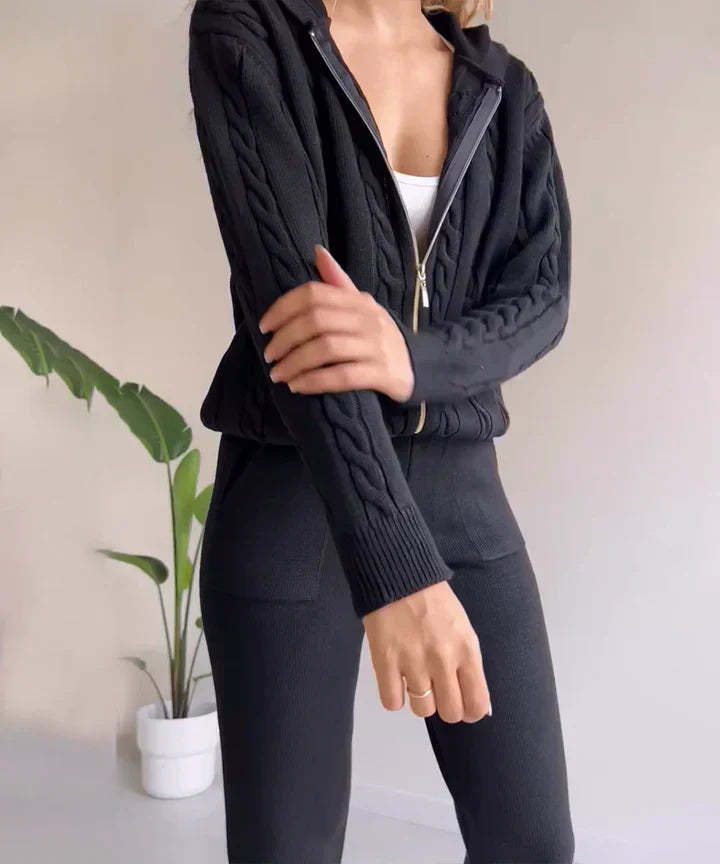 Two-piece set casual jacquard knit sweater