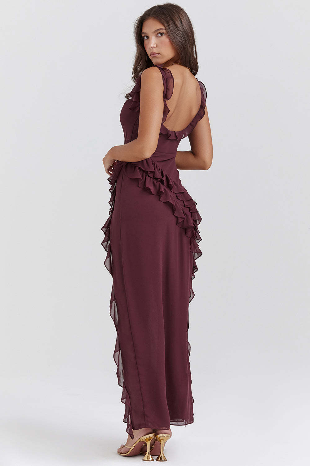 Ruffle Side Slit Party Dress