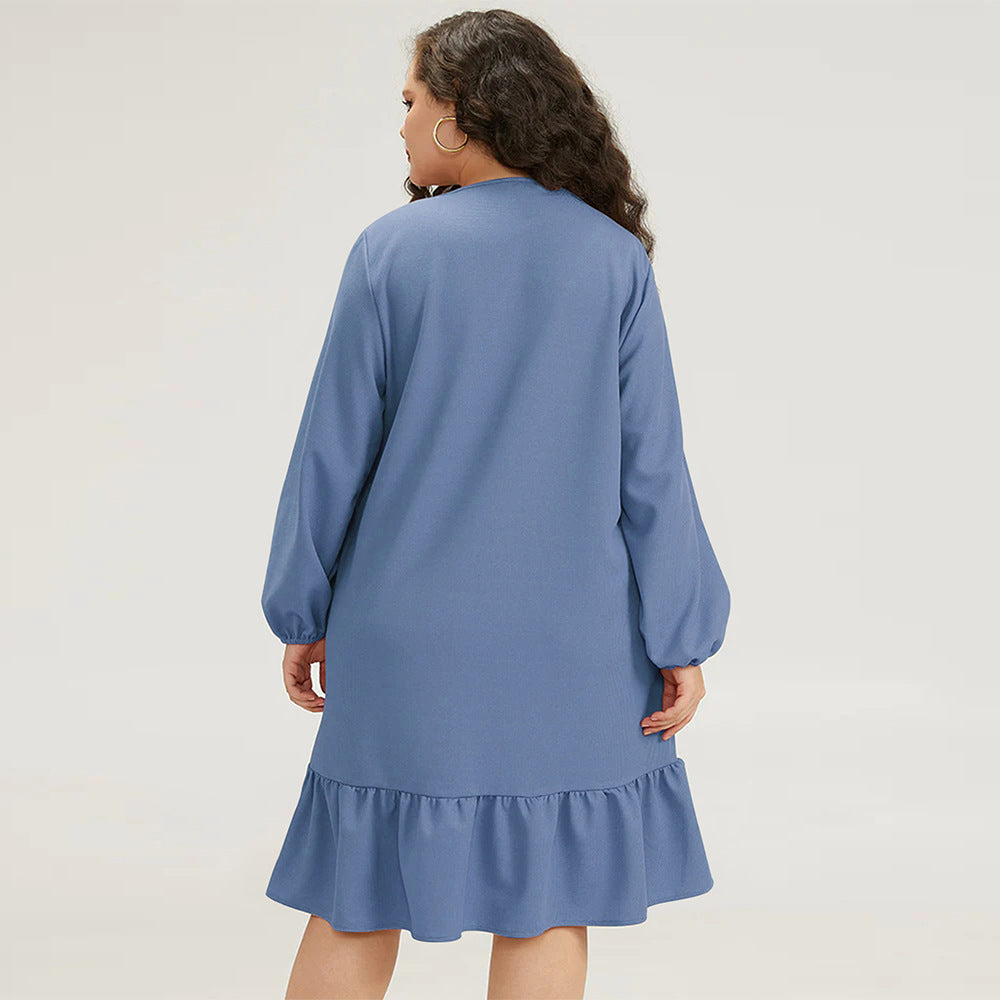 V-Neck Ruffle Hem Dress