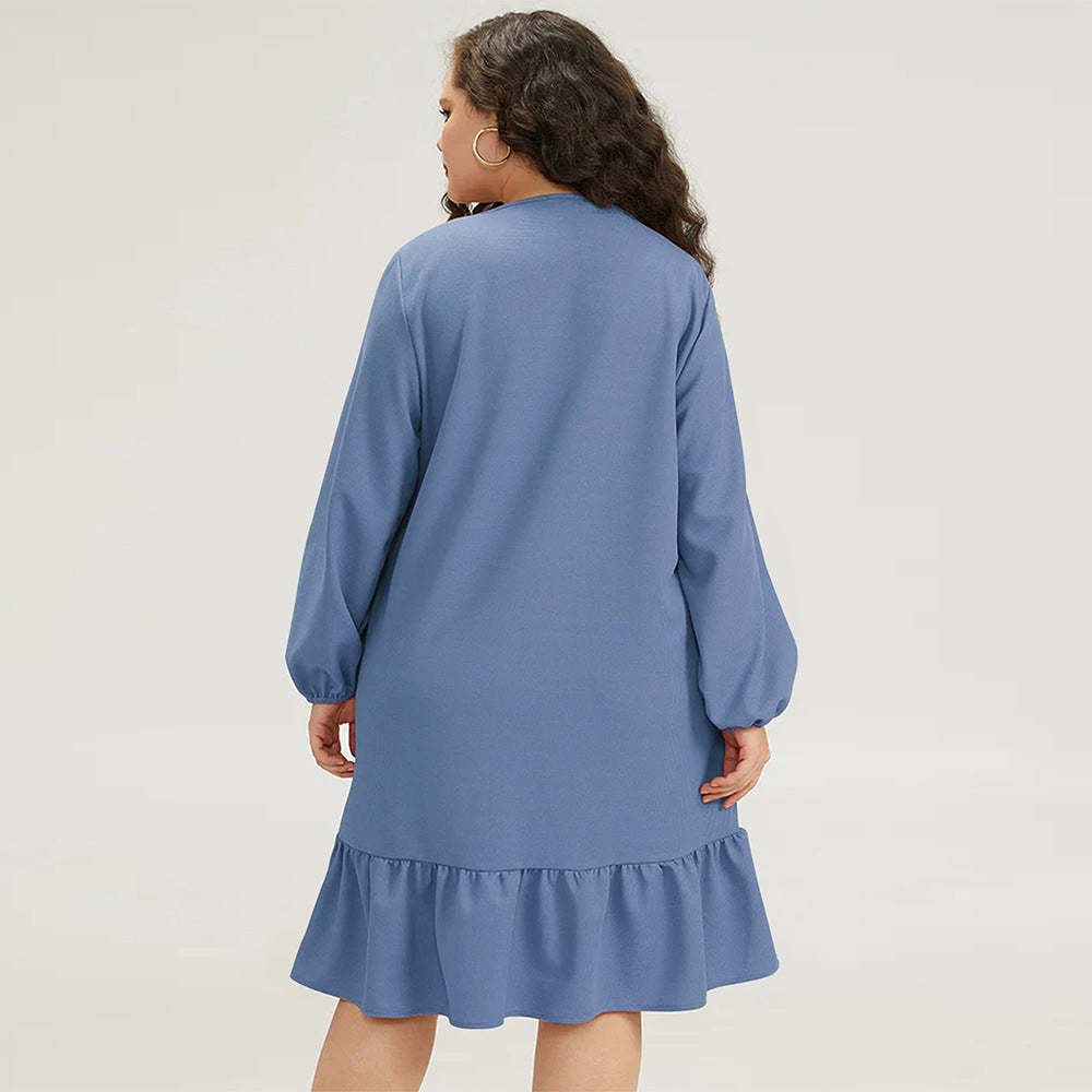 V-Neck Ruffle Hem Dress